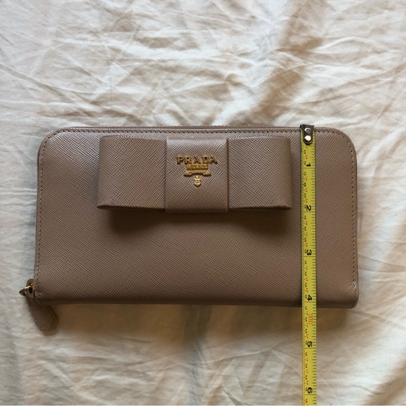 Prada Saffiano Ribbon Bow Zip Around Wallet - Picture 8 of 11